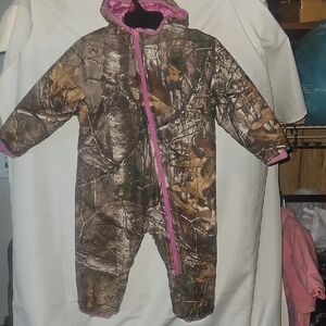 Camouflage Carhartt Baby Snowsuit with Pink Accents